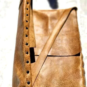 Unique Genuine Leather Studded Messenger Bag Crossbody Handbag Excellent Cond